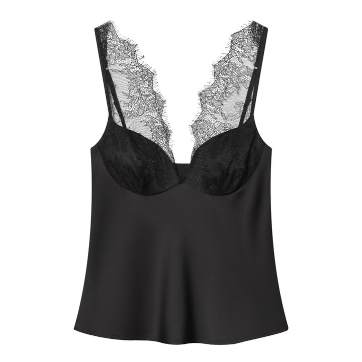 Damen elegantes Camisole-Top mit Spitzenbesatz und hochwertigem Stoff Drune