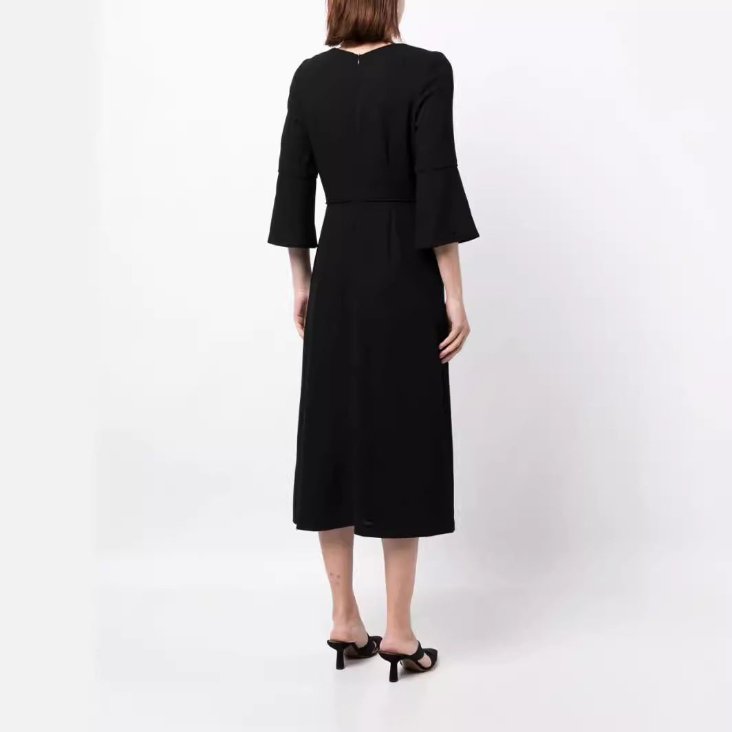 Damen Midikleid mit taillierter Silhouette und Trompetenärmeln Drune