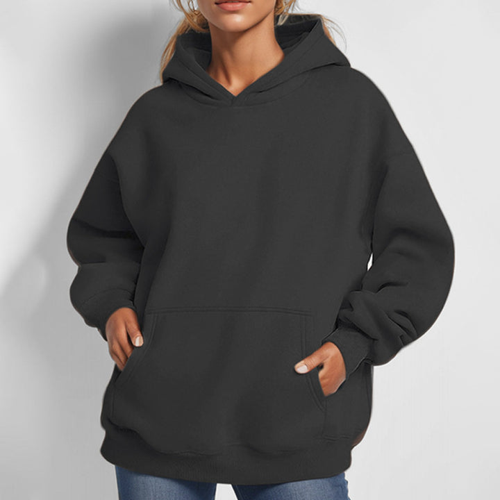 Damen nan extraweites Boxy-Kapuzenpullover mit tiefer Schulterpassform, Känguru-Eingrifftasche und angerauter Innenseite Drune