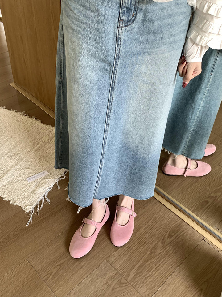 Damen Wildleder verstellbare Riemen Ballerina Flats Drune