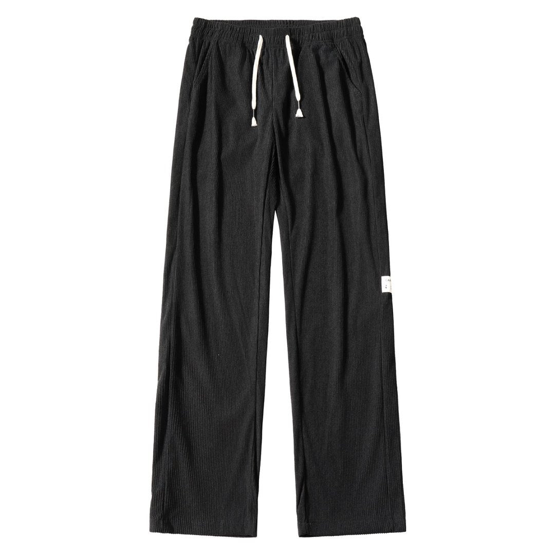 Herren Weite Cordhose im Relaxed-Fit mit Tunnelzug, geradem Bein & Label‑Patch Drune