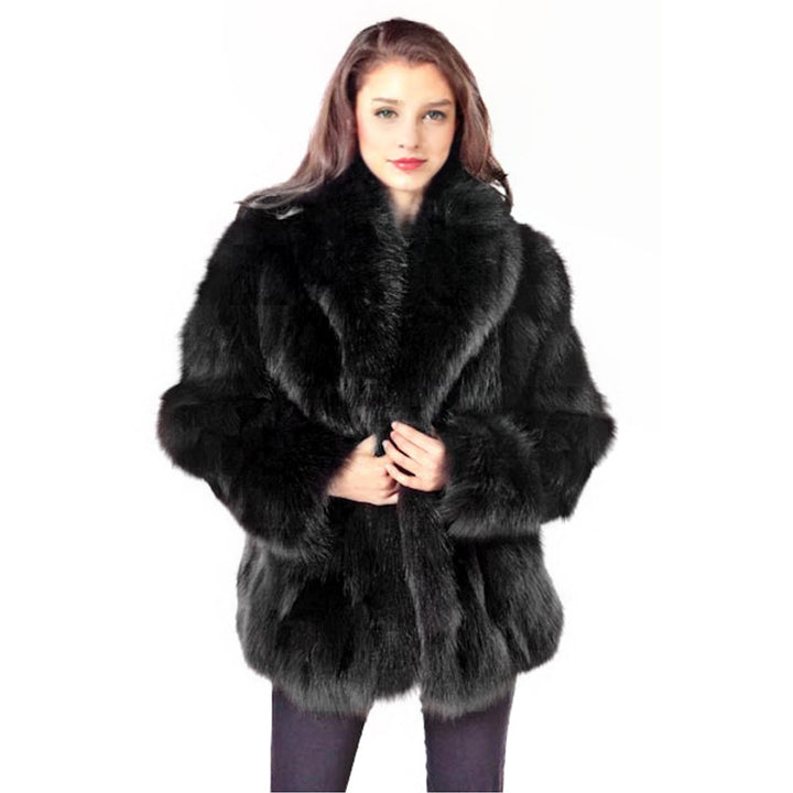 Damen Luxuriöse Kunstfelljacke mit voluminösen Ärmeln Drune