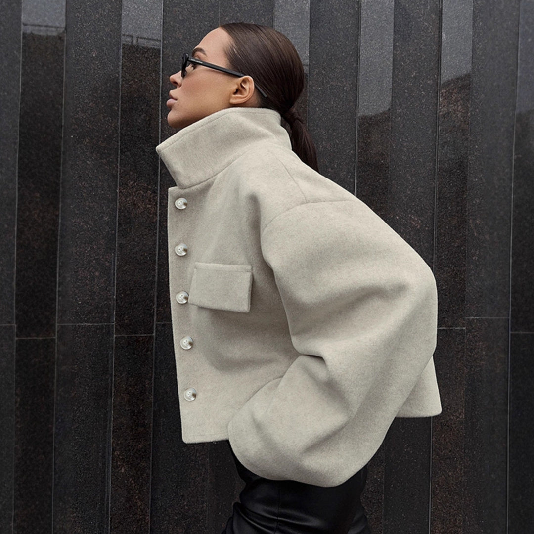 Damen Oversized Wolljacke mit Knopfleiste und praktischen Taschen Drune
