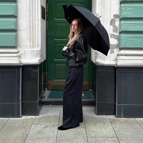 Damen Oversized Lederblazer Drune