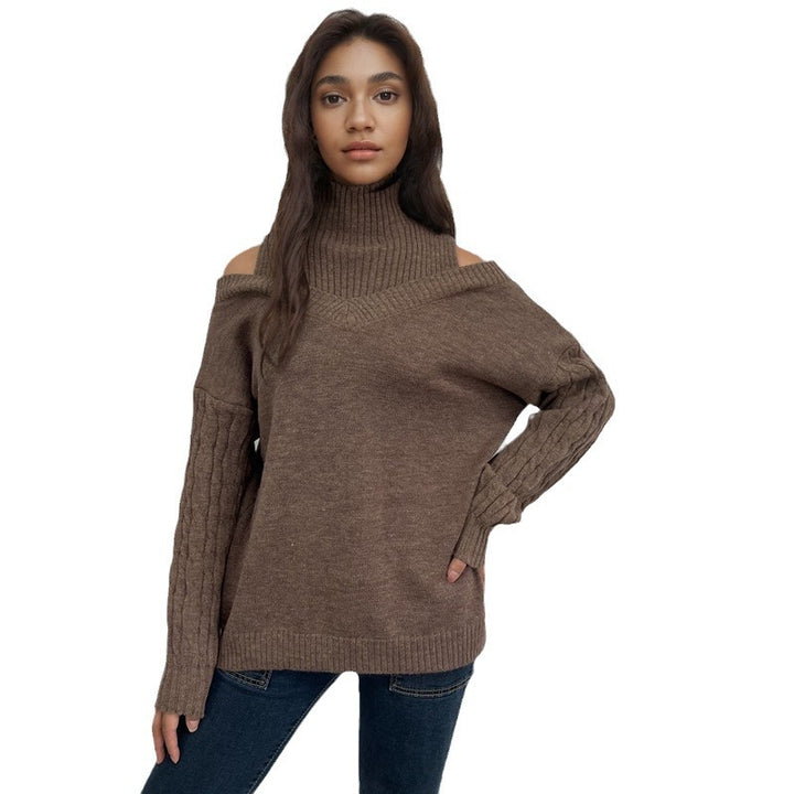 Damen Trendpullover mit schulterfreiem Design und Zopfmuster Drune