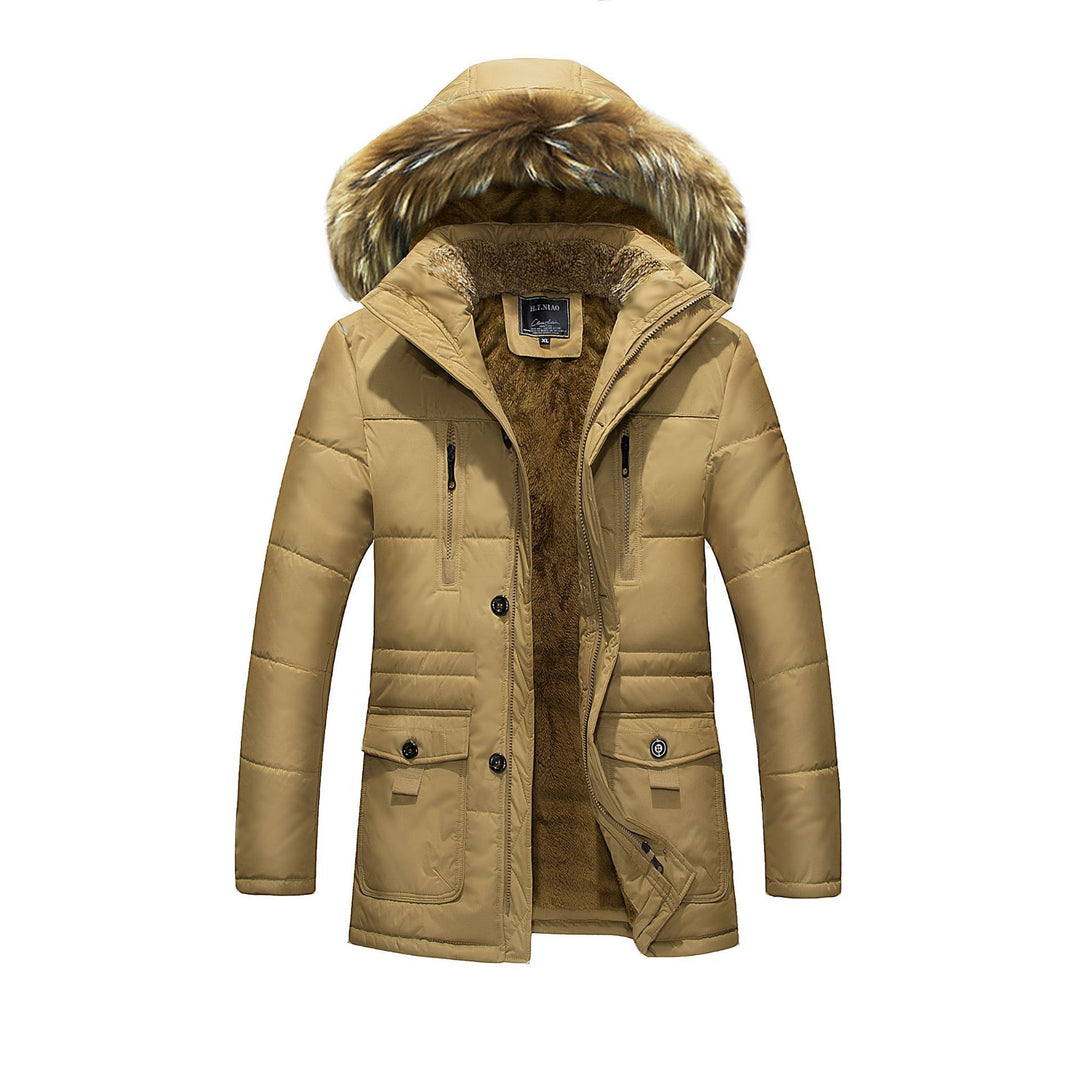 Herren Thermo-Fieldparka mit gesteppter Außenlage, Teddyplüsch-Innenfutter und abnehmbarer Kunstfellkapuze Drune