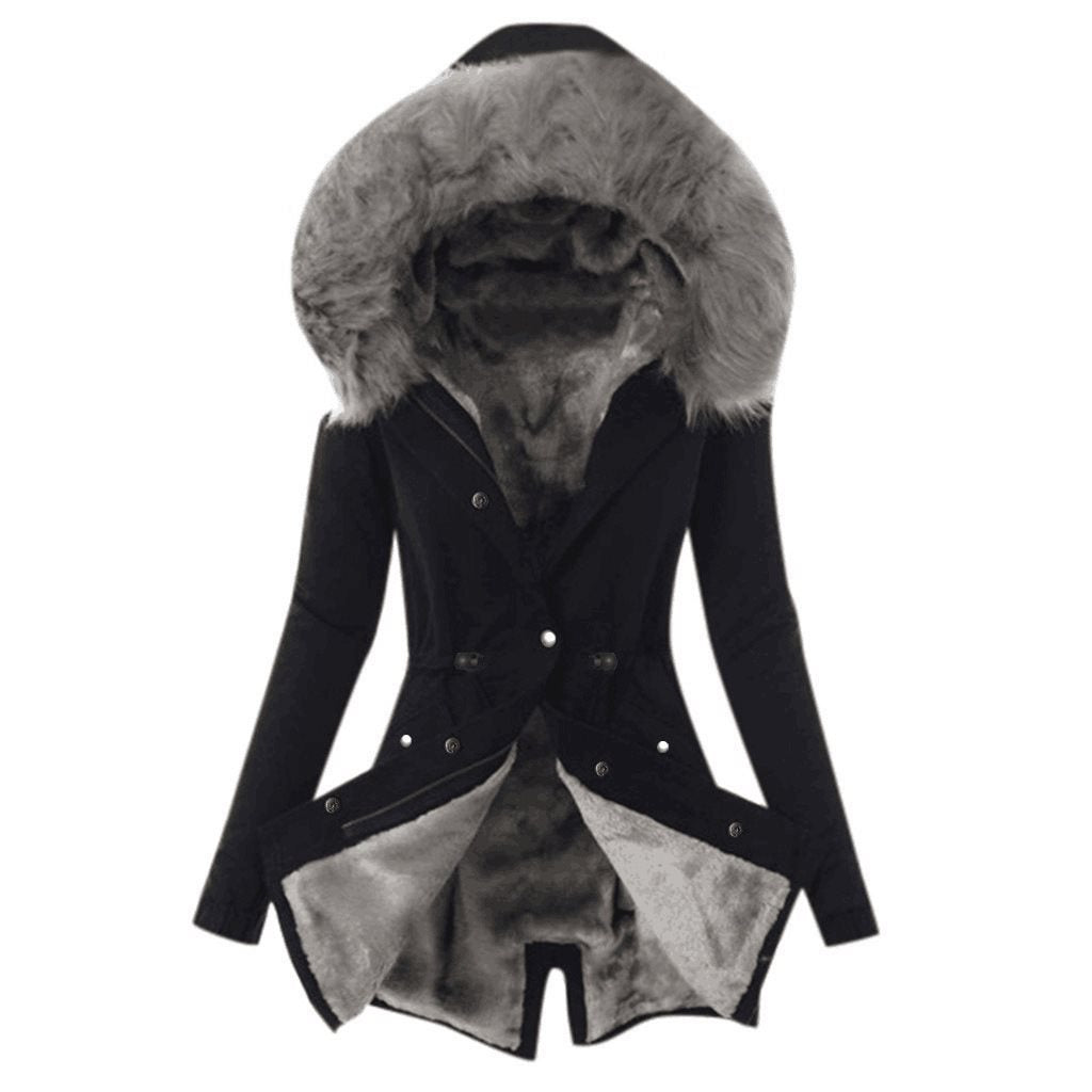 Damen Taillierter Winterparka mit kuscheligem Teddyfutter und großer Kapuze Drune