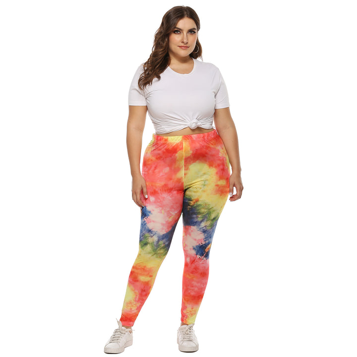 Damen farbenfrohe Leggings mit modernem Batikmuster Drune