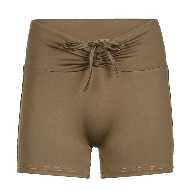 Damen Sportliches Top- und Shorts-Set mit verstellbarem Bund und elastischem Material Drune