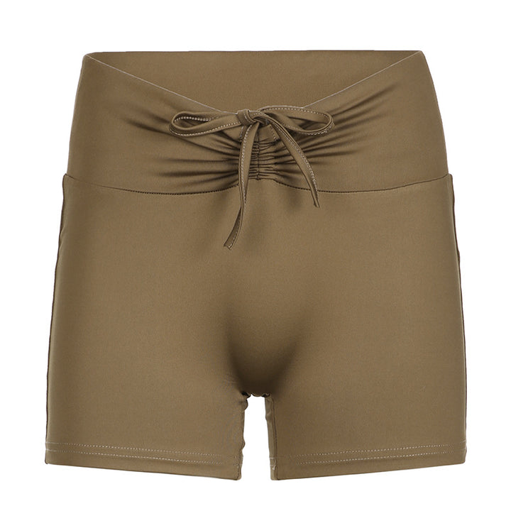Damen Sportliches Top- und Shorts-Set mit verstellbarem Bund und elastischem Material Drune
