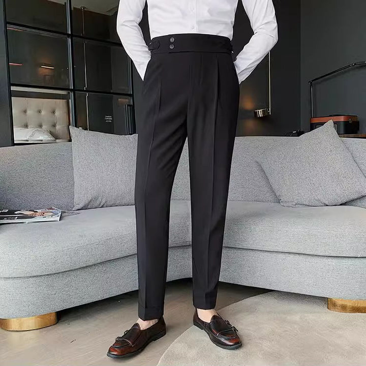 Herren Elegante Anzughose mit hoher Tailierung Drune