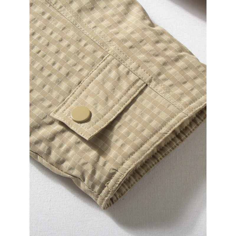 Herren Steppjacke ohne Kragen mit Druckknopfverschluss und seitlichen Eingrifftaschen Drune