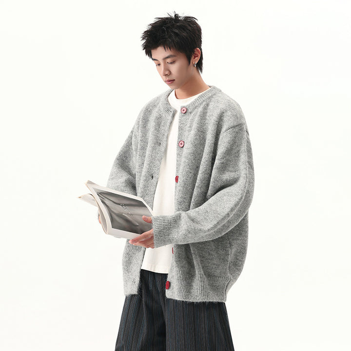 Unisex Oversized Strickjacke mit Knöpfen Drune
