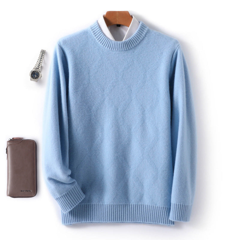 Herren Feiner Rundhals‑Pullover mit dezenter Rautenstruktur aus Kaschmir‑Mix Drune