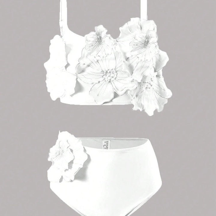 Damen Zweiteiliges Bikini-Set mit floralem Design und hochgeschnittenem Slip Drune