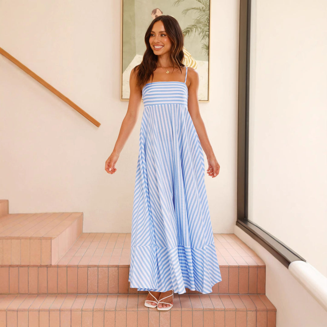 Damen Maxikleid mit schmalen Trägern und asymmetrischem Rock Drune