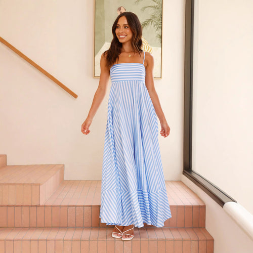 Damen Maxikleid mit schmalen Trägern und asymmetrischem Rock Drune