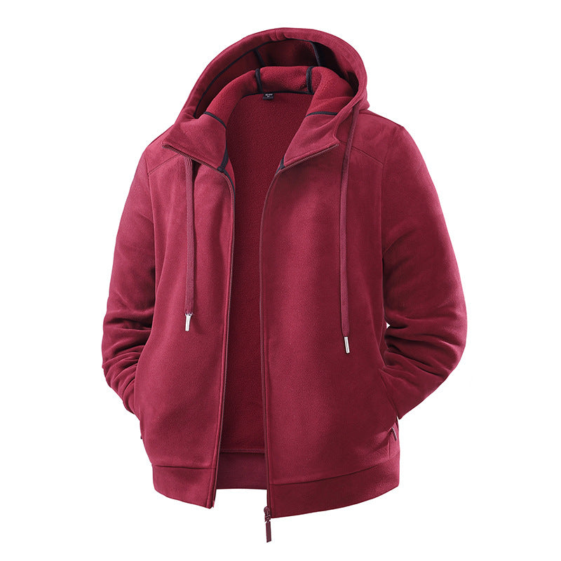 Herren Fleece-Softshell Hybridkapuzenjacke mit Teddy-Innenfutter & verstellbarer Kapuze Drune