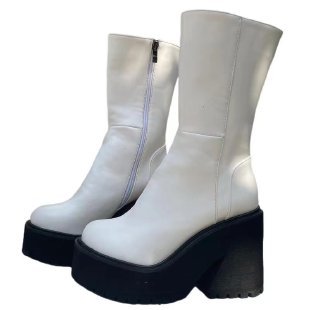 Damen Plateau-Stiefel mit hohem Blockabsatz und modischem Reißverschluss Drune