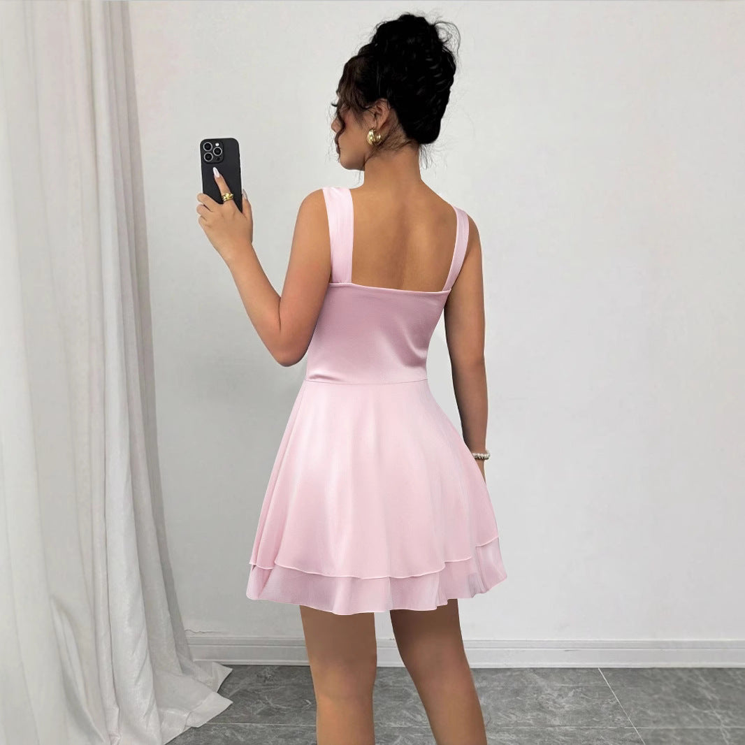 Damen Verspieltes Sommerkleid mit gerafftem Oberteil und schwingendem Rock Drune