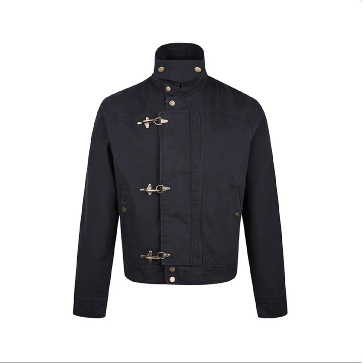Herren modische Kurzjacke mit innovativen Schnallen und praktischem hochgeschlossenem Kragen Drune