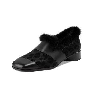 Damen Stilvolle Slipper mit Fellbesatz Drune