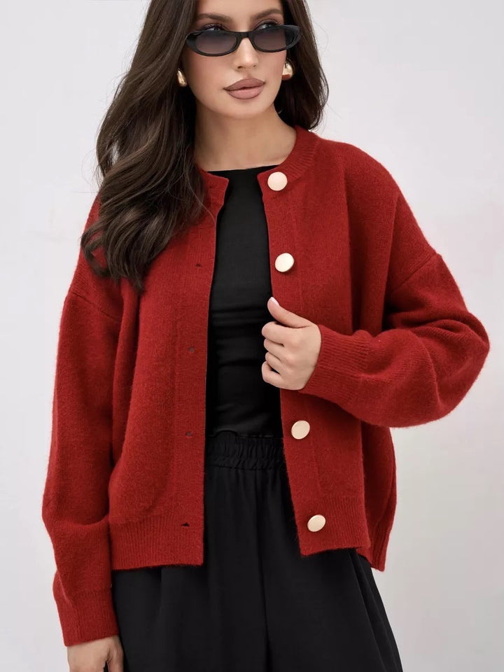 Damen Strickjacke mit großen Knopfdetails und lässigem Schnitt Drune