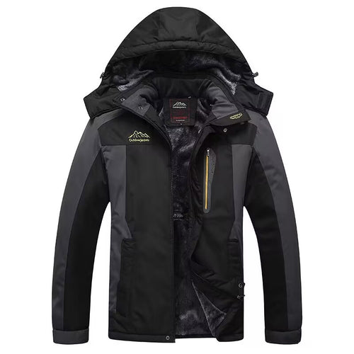 Herren Wasserdichte Thermo-Outdoorjacke mit weichem Fleece-Innenfutter und Multifunktionstaschen Drune
