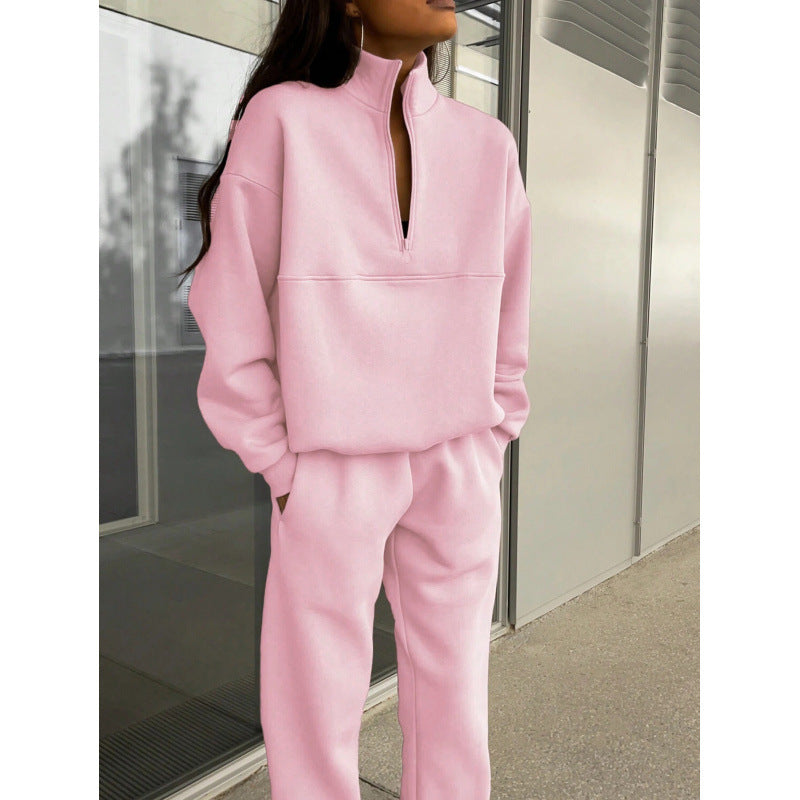 Damen Sportliches Sweatshirt-Set mit hohem Kragen und elastischen Bündchen Drune