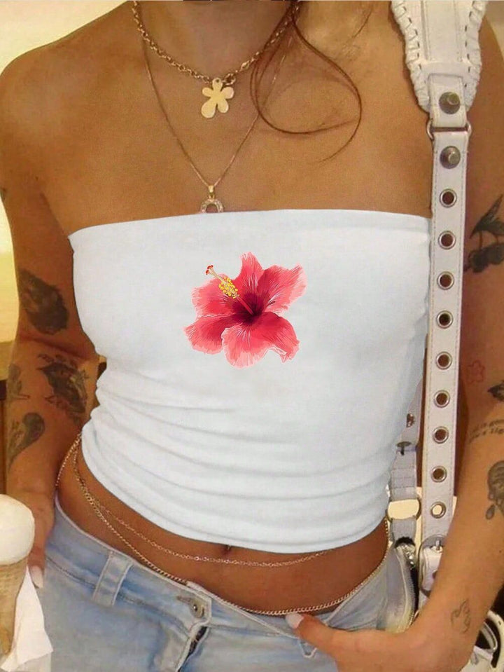 Damen Bandeau-Top mit auffälligem Statement-Aufdruck Drune