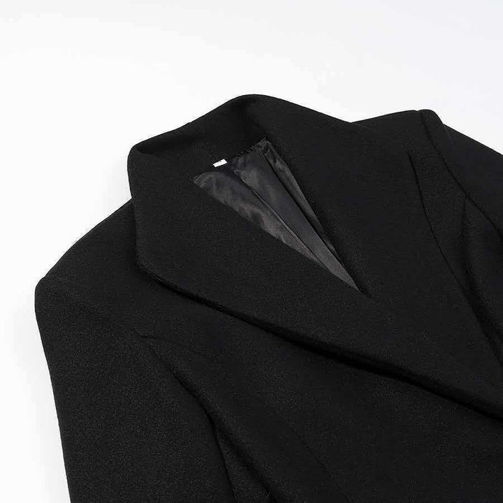 Damen Taillierter Longline-Mantel mit betonter Schulterpartie und Ein-Knopf-Verschluss Drune