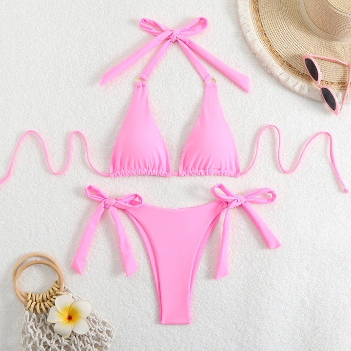 Damen Triangel-Bikini mit verstellbaren Schleifen und hohem Beinausschnitt Drune