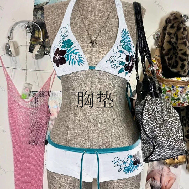 Damen-Bikini-Set mit floralem Design und verstellbaren Trägern Drune