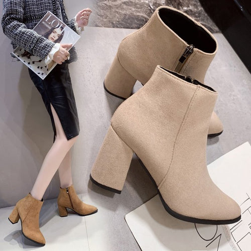 Damen Elegante Stiefeletten mit blockierendem Absatz Drune