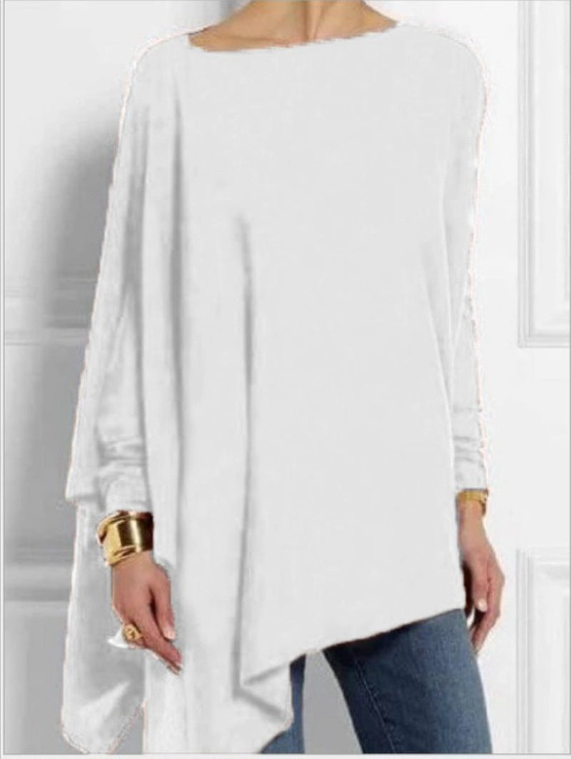 Damen nan drapierte Oversize-Tunika mit schrägem Zipfelsaum und weiten Fledermausärmeln Drune