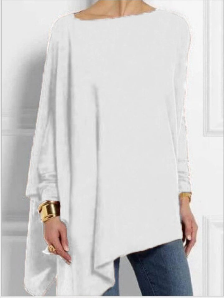 Damen nan drapierte Oversize-Tunika mit schrägem Zipfelsaum und weiten Fledermausärmeln Drune