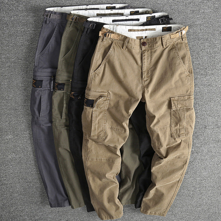 Herren Robuste Baumwoll-Cargohose mit verstärkten Knien und verstellbarem Bund Drune