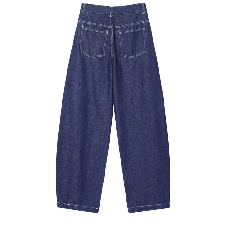 Damen Hochtaillierte Cropped-Jeans mit weitem Bein, Used‑Effekt und klassischen Taschen Drune