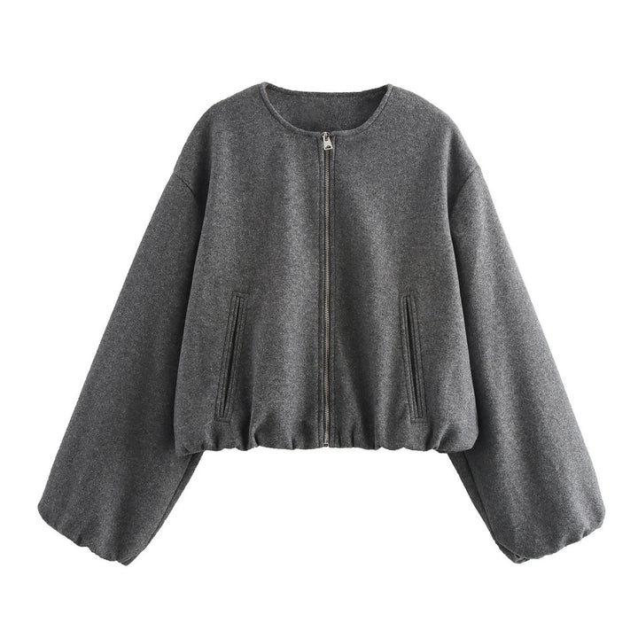 Damen lässige Oversize-Jacke mit elastischem Bund und praktischen Taschen Drune