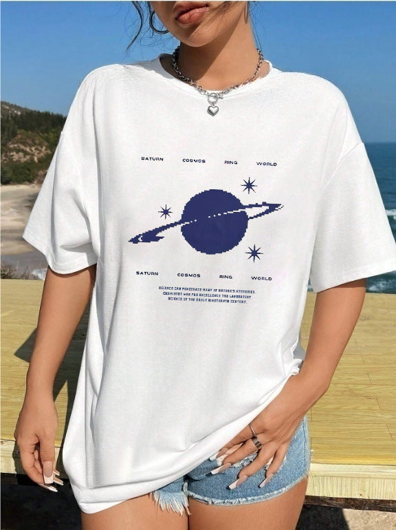 Damen T-Shirt mit kreativem Katzenmotiv und verspielter Schleife Drune