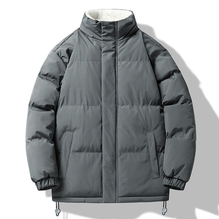 Herren Wattierter Kurzparka mit hohem Stehkragen Teddyfutter elastischen Bündchen und Kordelzug Drune