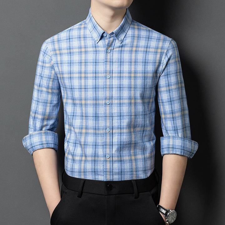 Herren Karoshirt mit modernem Button-Down-Kragen und atmungsaktiver Baumwollqualität Drune