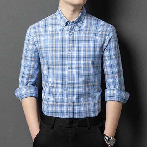 Herren Karoshirt mit modernem Button-Down-Kragen und atmungsaktiver Baumwollqualität Drune