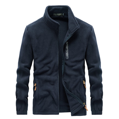 Herren Microfleece-Outdoorjacke mit Stehkragen, Reißverschluss und zipptaschen Drune