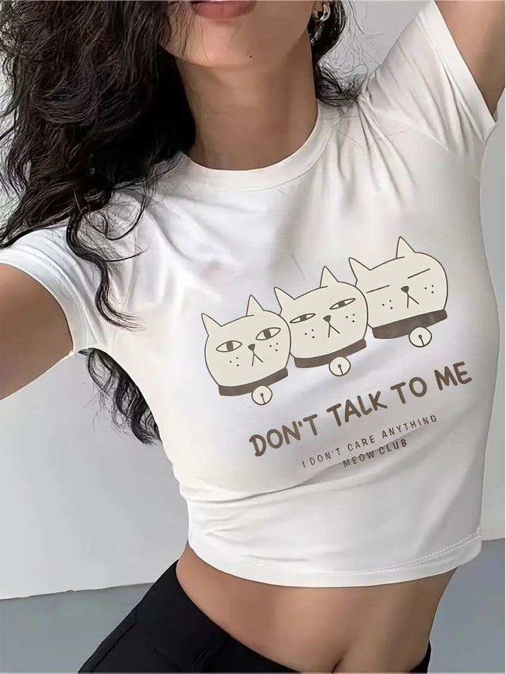 Damen Crop-T-Shirt mit inspirierendem Statementdruck Drune