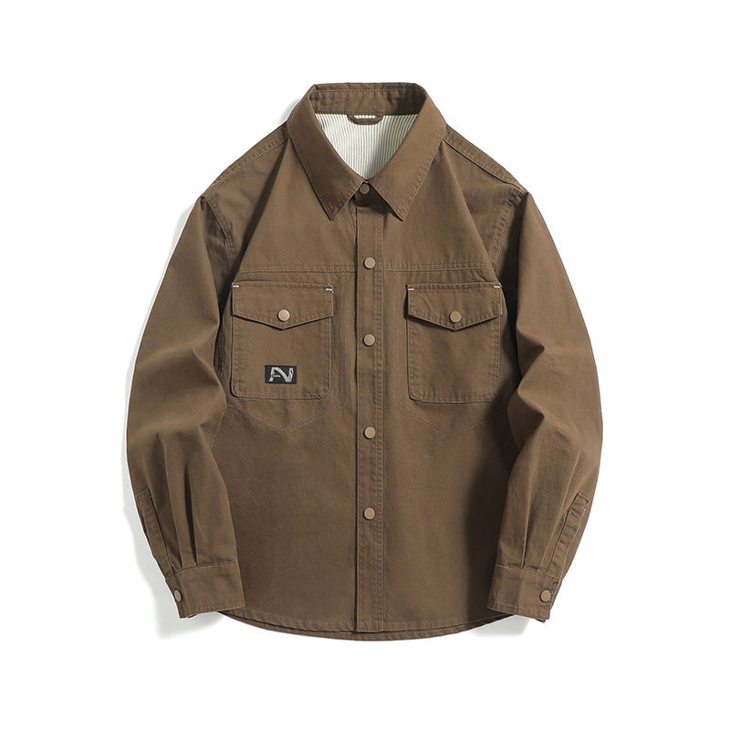 Herren Overshirt-Jacke im Workwear-Stil mit aufgesetzten Brusttaschen und Druckknopfverschluss Drune