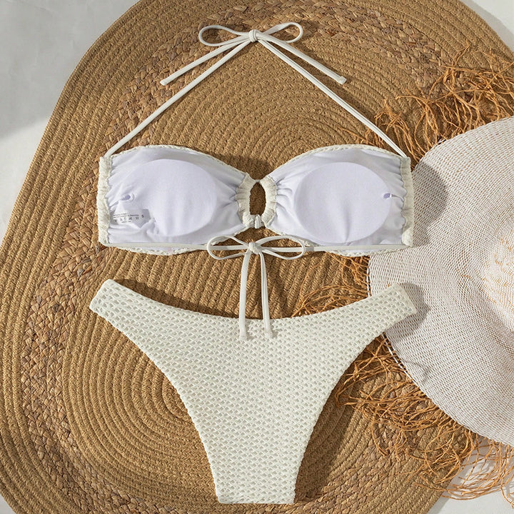 Damen Triangel-Bikini mit verstellbarem Kordelzug und strukturiertem Obermaterial Drune
