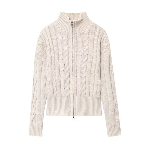 Damen Strickjacke mit hohem Kragen und Reißverschluss Drune