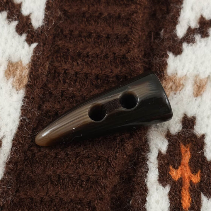 Damen Grobgestrickter Norweger-Cardigan mit Schalkragen und Hornknopfleiste Drune