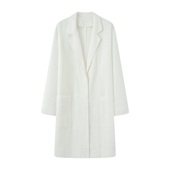 Damen Longline-Mantel mit offener Front, lässiger Passform und aufgesetzten Taschen Drune